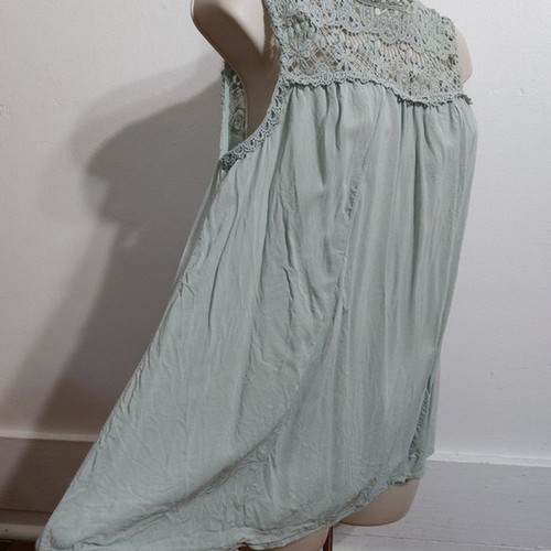 Trixxi Green Crochet Lace Sleeveless Top Size M - Picture 4 of 9