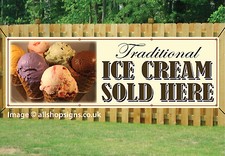 TRADITIONAL ICE CREAM BANNER WATERPROOF OUTDOOR SIGN PVC Brass Eyelets IC008