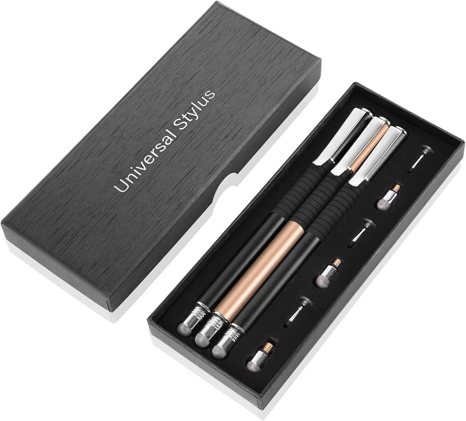 3PC Universal Stylus, 2 in 1 Precision Series Disc Stylus Touch Screen Pen Black - Image 2 of 4