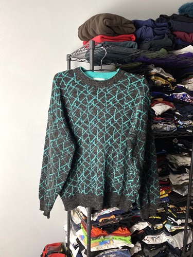 Rare! Vintage 80-90’s Adidas Equipment Knit Pattern Sweater Black M size - Picture 1 of 11