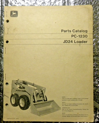 John Deere JD24 Loader Parts Catalog PC-1230 Factory Paper Manual