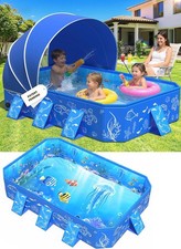 2026 Kiddie Pool with Canopy 53x40x33 for Toddler Non-Inflatable
