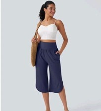 Halara Breezeful High Waisted Split Hem Pockets Quick Dry Pants Blue Size L NWT