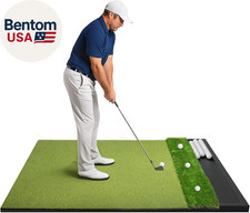 Golf Hitting Mat with Ball Tray 5X4Ft - 6X4Ft Dual-Turf Practice Mat for Indoor