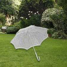 Spitzenschirm Weiß Zubehör Kostüm Romantischer Sonnenschirm mit Holzgriff