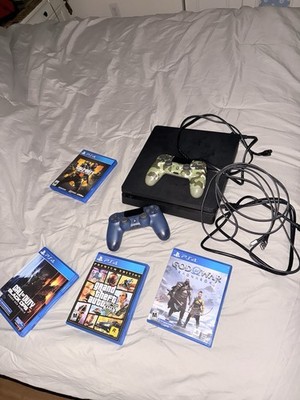 Sony PlayStation 4 Slim Console Black with 2 Controllers & 4 PS4 Games