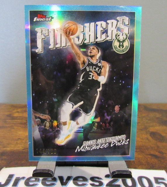 2025-26 Topps Finest Finishers Giannis Antetokounmpo - Sky Blue Refractor /150