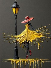 Paint by Numbers for Adults Beginner, Street Lamp Woman Dancer Adult Paint by Nu