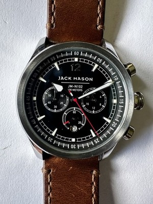 Jack Mason JM-N102 Men's Quartz Chronograph Date Black Dial Brown Leather 100m