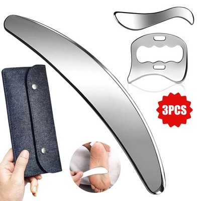 3er Pack Gua Sha Bretter aus Edelstahl Scraping Set Massage Physiotherapie