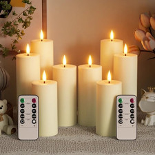 Set of 8 Flameless LED Candles with Remote Timer Waterproof Indoor Outdoor