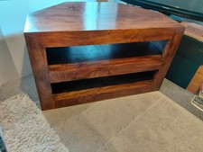 Beautiful Mango Wood Corner TV Unit with shelves Ideal For Entertainment Systems