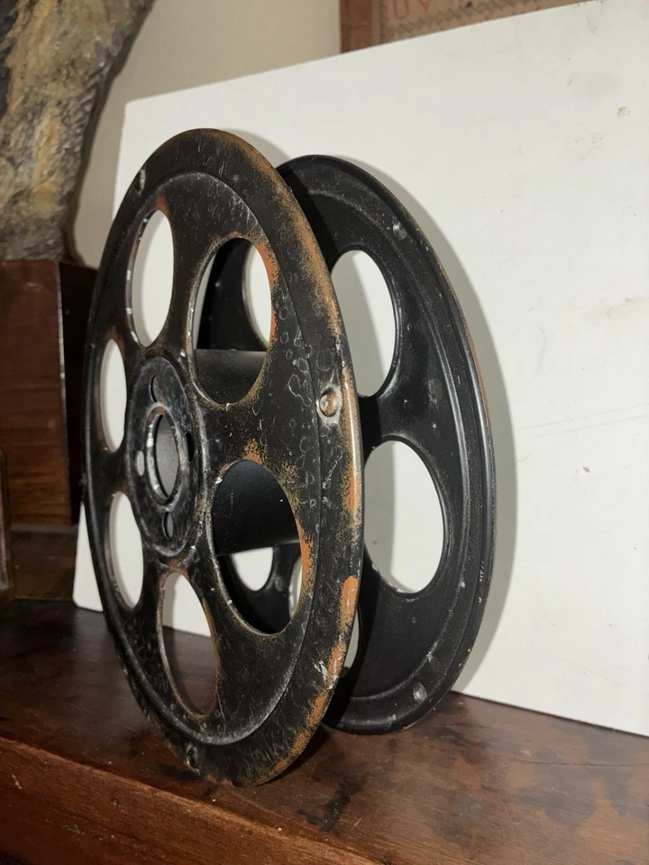 FOX FILMS 35 MM Vintage 10” Carretel de Filme de Metal ~ Aço Preto ~ Década de 1930’ - Imagem 2 de 3