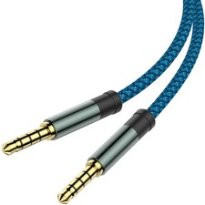 MCSPER 2 Pack TRRS 3.5mm Audio Cable, 5Ft 4-Conductor 4 Pole 5 Feet, Blue