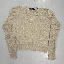 Vintage 90s Polo Ralph Lauren Grey Silk Cable Knit Sweater 1990s