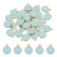 Letter Charm, 30 Pcs Capital Initial Alphabet M Letter Charm for Bracelet, Blue