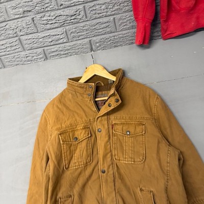 Levis Mens XL Canvas Field Jacket Tobacco Brown Quilted Lined Workwear Coat