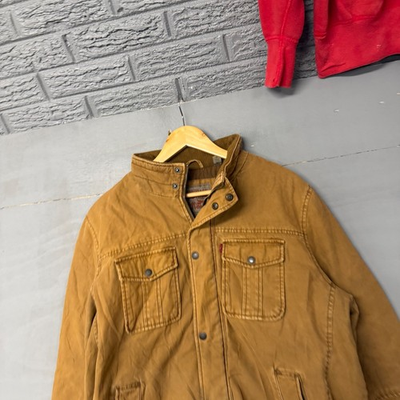 #ad Levis Mens XL Canvas Field Jacket Tobacco Brown Quilted Lined Workwear Coat $31.27