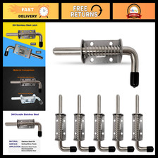 6 Pack 5" Stainless Steel Spring Pin Latch Lock for Doors, Gates, Cabinets Mor