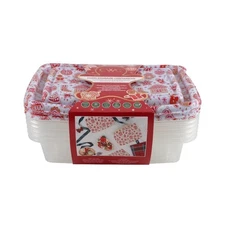 Gingerbread Print 12-Piece Airtight Leakproof Plastic Food Storage Container Set