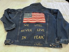 Vintage MAC American Flag Mens Dark Denim  Jean Jacket XL