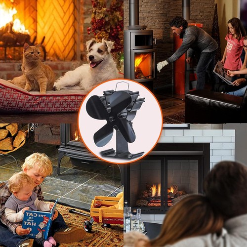 Log Burner Stove Fan Overheat Protection Silent Operation Eco Friendly 4 Blades - Picture 4 of 12