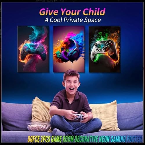 Gaming Room Decor Canvas Wall Art Set 16L" x 12W" Colorful Splash Game Canvas - Picture 7 of 7