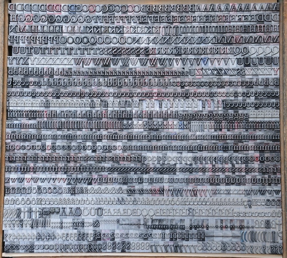 Police de Caractères GARAMOND plomb lettres typographie imprimerie tampon metier - Photo 2/2