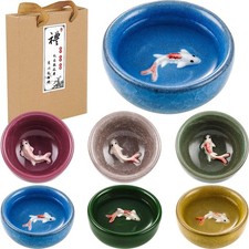 Skyley 6 Pcs Korean Soju Shot Glasses Set,Colorful, Koi Fish Pattern Colorful