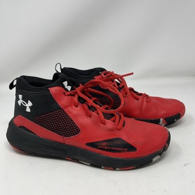 Under Armour Lockdown 5 Youth Size 7Y Red/Black  HUMBLE   HUNGRY  Outsole
