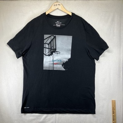 Nike Men Shirt XL Black Just Do It Basketball Hoop Dri-Fit Short Sleeve Logo
