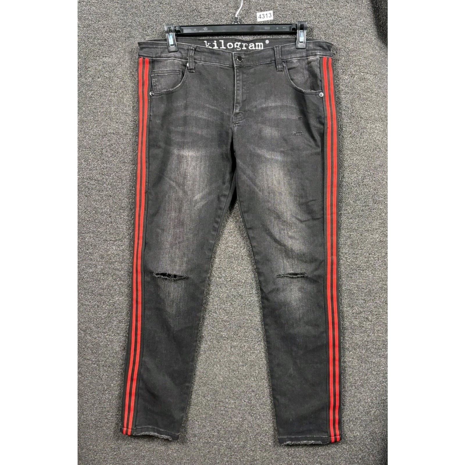 S Size 40 Black Knee Rip Denim Stretch