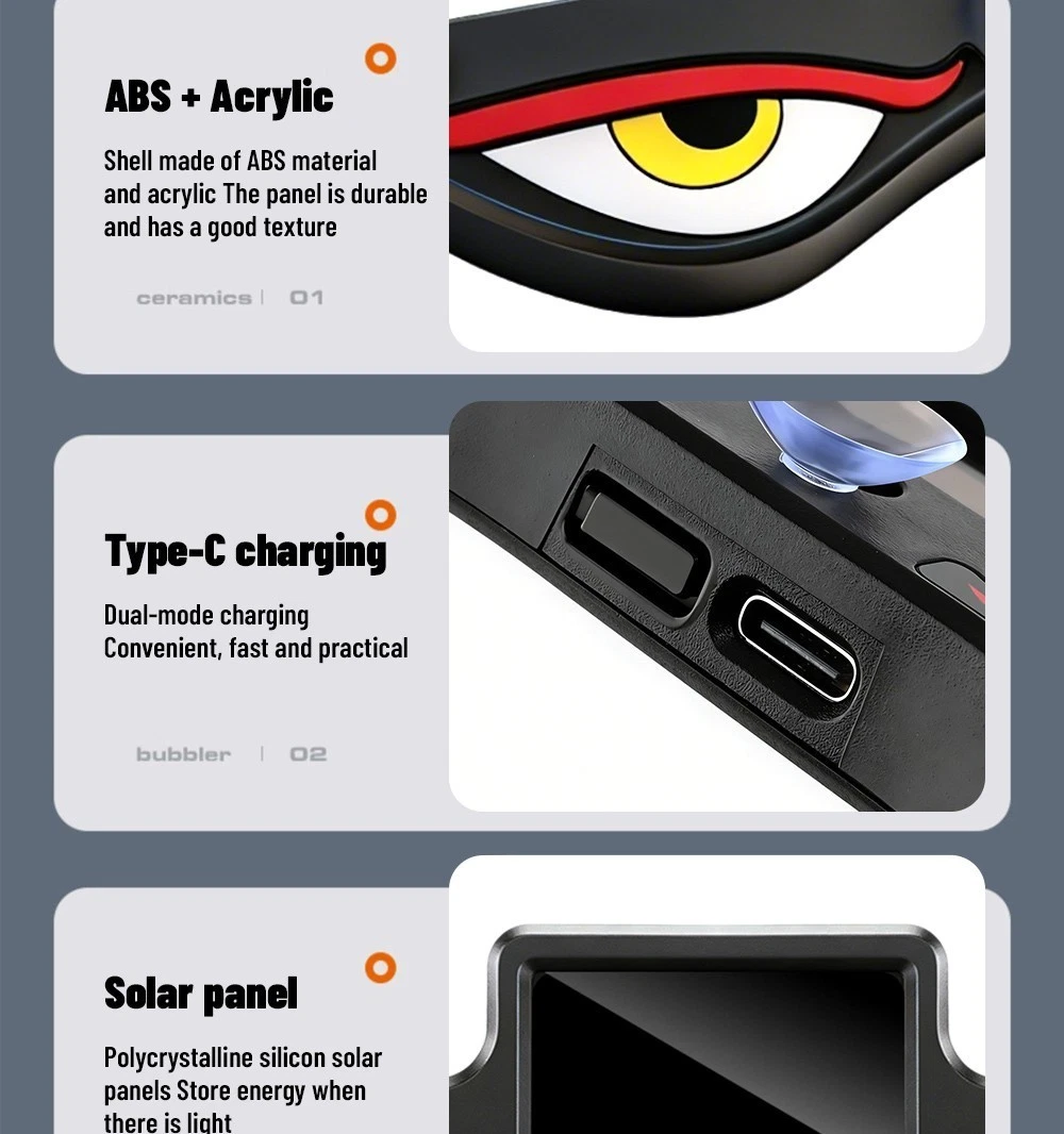 Solar Devil Eye LED car window light cars warning light with solar&USB Charging - Picture 5 of 17