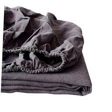 100 Linen Fitted Sheet 1 Piece , 14 Inch Deep Pocket King Charcoal Grey