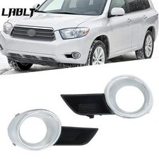 Fit For Toyota Highlander 2008-2010 Front Fog Light Lamp Silver Cover Trim Pair