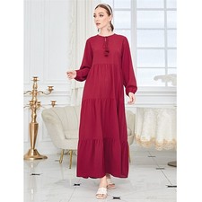 Islamic Abaya Muslim Women Long Sleeve Maxi Dress Kaftan Robe Dubai Party Gown