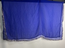 Royal Blue Indian Dupatta   Sheer Chiffon Scarf with Gold Trim   42  x 83  