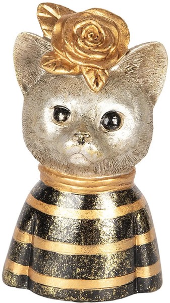 Clayre & Eef 6PR5074 Dekoration BüSte Katze Gold Braun 11X9X18 Cm-image