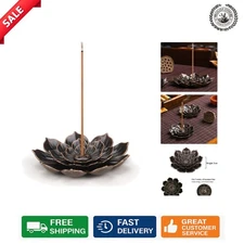 Elegant Lotus Incense Burner: 5-Hole Stick Holder with Detachable Ash Catcher