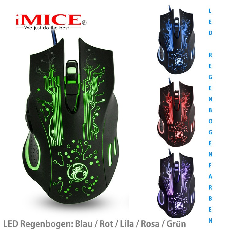 Gaming 6 Tasten PC Maus 2400dpi Optisch RGB Beleuchtet Gamer Mouse USB 1.8m Ansicht 10