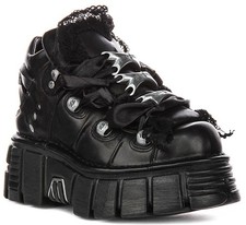 New Rock 106 Tower Limited Ribbon Lace Platform Womens Trainer In Black UK 4 - 7