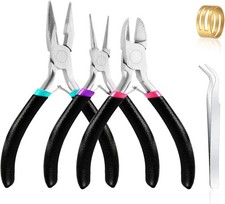 3 Pcs Jewelry Making Tools Pliers Kit, Includes Needle Nose/Round Nose Pliers/Di