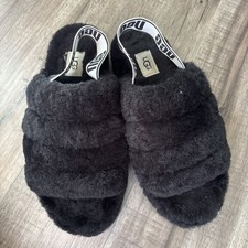 Ugg Fluff Yeah Sugar Black Slipper Slides size 8 Womens