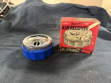 vintage car cigarette ashtray Hollywood accessories magnetic ash receiver Blue