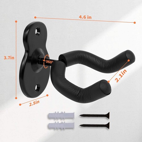 Paquete de 3 ganchos de pared de montaje en pared para guitarra soporte de guitarra de metal negro para Acous... - Imagen 4 de 7