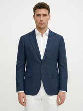 5550 ISAIA "Capri" Blue Sport Coat Silk Linen Wool Woven 48 US / 58 EU 8R