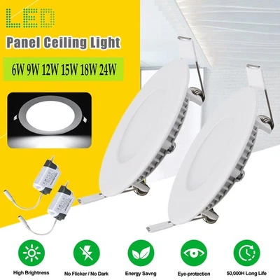 LED Panel Einbaustrahler Einbauleuchte Deckenleuchte flach rund ultraslim 6000K - Bild 1 von 4