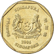 [#1033364] Coin, Singapore, Dollar, 2006, Singapore Mint, EF(40-45), Aluminum-Br