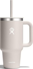HYDRO FLASK 32 OZ TRAVEL TUMBLER W HANDLE LID AND STRAW INSULATED - OAT TAN