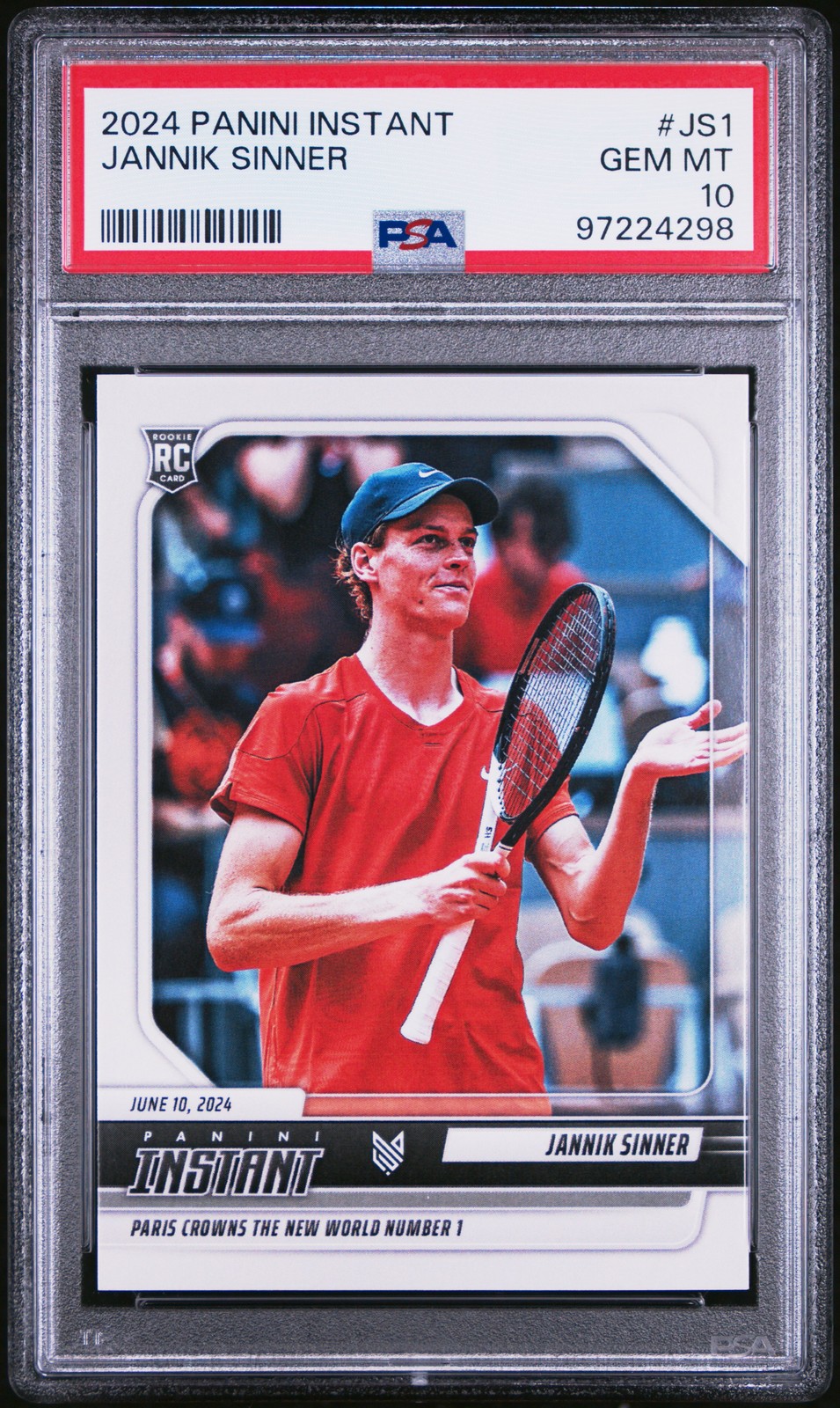 2024 PANINI INSTANT JANNIK SINNER #JS1 JANNIK SINNER PSA 10 view 1